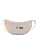 XL schoudertas van RPET met buitenvak en verstelbare riem kleur beige met afdrukgebied