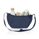XL schoudertas van RPET met buitenvak en verstelbare riem kleur marineblauw vijfde weergave