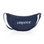 XL schoudertas van RPET met buitenvak en verstelbare riem kleur marineblauw weergave met logo