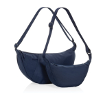 XL schoudertas van RPET met buitenvak en verstelbare riem kleur marineblauw algemene weergave