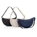 XL schoudertas van RPET met buitenvak en verstelbare riem kleur marineblauw