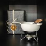 Kaashoutfondue van keramiek met kaarsverhitting 750 ml Boska kleur wit