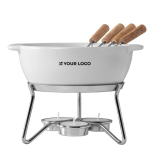 Kaashoutfondue van keramiek met kaarsverhitting 750 ml Boska kleur wit met afdrukgebied