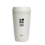 Thermobeker van gerecycled staal met 360° deksel 354 ml Topl kleur wit met afdrukgebied