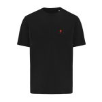 Unisex T‑shirt gerecycled katoen, modern fit 220 g/m² – IQONIQ Nikko kleur zwart weergave met logo