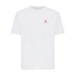 Unisex T‑shirt gerecycled katoen, modern fit 220 g/m² – IQONIQ Nikko kleur wit weergave met logo
