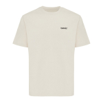 Unisex T‑shirt gerecycled katoen, modern fit 220 g/m² – IQONIQ Nikko kleur beige weergave met logo