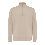 Trui met halve rits gerecycled katoen, modern fit 300 g/m² – IQONIQ kleur camel
