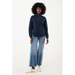 Trui met halve rits gerecycled katoen, modern fit 300 g/m² – IQONIQ kleur marineblauw weergave met model