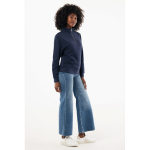Trui met halve rits gerecycled katoen, modern fit 300 g/m² – IQONIQ kleur marineblauw tweede weergave met model