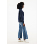 Trui met halve rits gerecycled katoen, modern fit 300 g/m² – IQONIQ kleur marineblauw derde weergave met model
