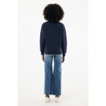 Trui met halve rits gerecycled katoen, modern fit 300 g/m² – IQONIQ kleur marineblauw vierde weergave met model