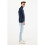 Trui met halve rits gerecycled katoen, modern fit 300 g/m² – IQONIQ kleur marineblauw
