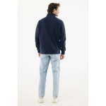 Trui met halve rits gerecycled katoen, modern fit 300 g/m² – IQONIQ kleur marineblauw