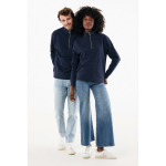 Trui met halve rits gerecycled katoen, modern fit 300 g/m² – IQONIQ kleur marineblauw