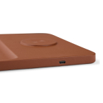 Draadloze eco‑oplader voor bureau met geïntegreerde organizer‑lade kleur bruin tweede weergave