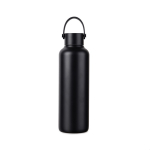 Thermosfles van gerecycled RVS met minimalistisch handvat 600 ml kleur zwart