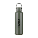 Thermosfles van gerecycled RVS met minimalistisch handvat 600 ml kleur groen weergave met logo