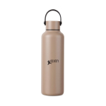 Thermosfles van gerecycled RVS met minimalistisch handvat 600 ml kleur ivoor weergave met logo