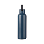 Thermosfles van gerecycled RVS met minimalistisch handvat 600 ml kleur marineblauw tweede weergave