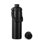 Thermosfles van gerecycled staal met handvat en dubbele opening 600 ml kleur zwart vierde weergave