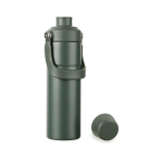 Thermosfles van gerecycled staal met handvat en dubbele opening 600 ml kleur groen vierde weergave