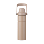 Thermosfles van gerecycled staal met handvat en dubbele opening 600 ml kleur ivoor