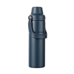 Thermosfles van gerecycled staal met handvat en dubbele opening 600 ml kleur marineblauw derde weergave