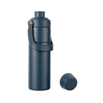 Thermosfles van gerecycled staal met handvat en dubbele opening 600 ml kleur marineblauw vierde weergave