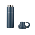 Thermosfles van gerecycled staal met handvat en dubbele opening 600 ml kleur marineblauw vijfde weergave