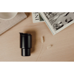Take-away mok van gerecycled staal met openklapbaar deksel 350 ml kleur zwart