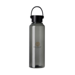 RPET-fles met minimalistisch design, stalen dop en handvat 550 ml kleur zwart weergave met logo