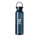 RPET-fles met minimalistisch design, stalen dop en handvat 550 ml kleur marineblauw met afdrukgebied