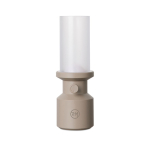 Tafellamp met dimmer van gerecycled materiaal met oplaadbare batterij kleur beige weergave met logo