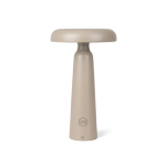 Tafellamp van gerecycled materiaal met warm en wit licht, touch-dimmer kleur ivoor weergave met logo