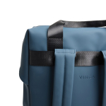 Gerecycleerde rugzak met voorvak en reisriem 16” kleur marineblauw vijfde weergave