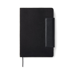 Notitieboek gerecycled leer met elegant design, A5, geruite pagina’s kleur zwart
