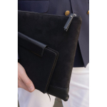 Notitieboek gerecycled leer met elegant design, A5, geruite pagina’s kleur zwart