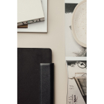 Notitieboek gerecycled leer met elegant design, A5, geruite pagina’s kleur zwart
