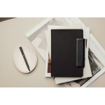 Notitieboek gerecycled leer met elegant design, A5, geruite pagina’s kleur zwart