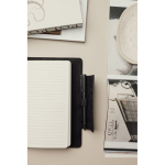 Notitieboek gerecycled leer met elegant design, A5, geruite pagina’s kleur zwart