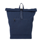 Rolltop rugzak van gerecycled polykatoen voor laptop 15'' kleur blauw eerste weergave