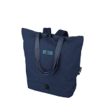 Multifunctionele rugzak van gerecycled polykatoen met handvatten kleur blauw met jouw bedrukking