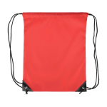 Polyester rugzakje met zwarte hoeken en koorden kleur rood eerste weergave
