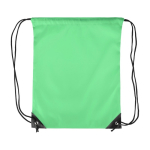 Polyester rugzakje met zwarte hoeken en koorden kleur lichtgroen eerste weergave