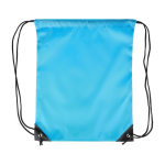 Polyester rugzakje met zwarte hoeken en koorden kleur lichtblauw eerste weergave