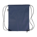 Polyester RPET rugzakje met zwarte hoeken en koorden kleur blauw tweede weergave