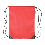 Polyester RPET rugzakje met zwarte hoeken en koorden kleur rood eerste weergave