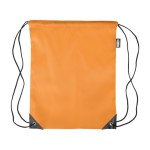 Polyester RPET rugzakje met zwarte hoeken en koorden kleur oranje eerste weergave