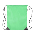 Polyester RPET rugzakje met zwarte hoeken en koorden kleur lichtgroen eerste weergave